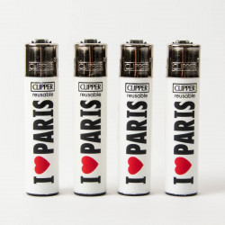 Briquet Clipper grand Love Paris blanc x4