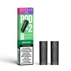 Lot 2 pods Elfbar 4 en 1 menthe verte
